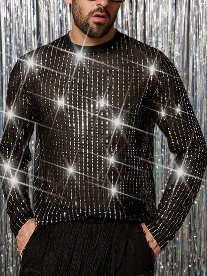 Uptown Funky Men's Sequin Loose Fit Short Sleeve Tshirt